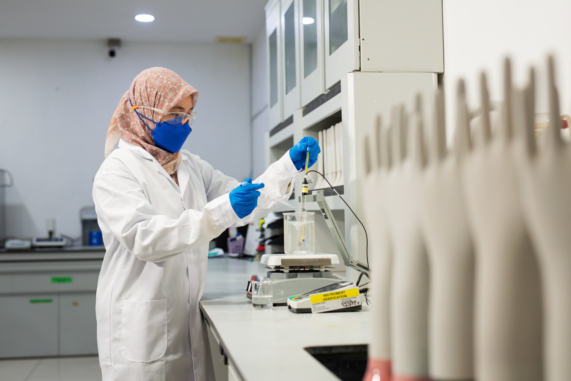 Laboratory specialist conducting a quality test